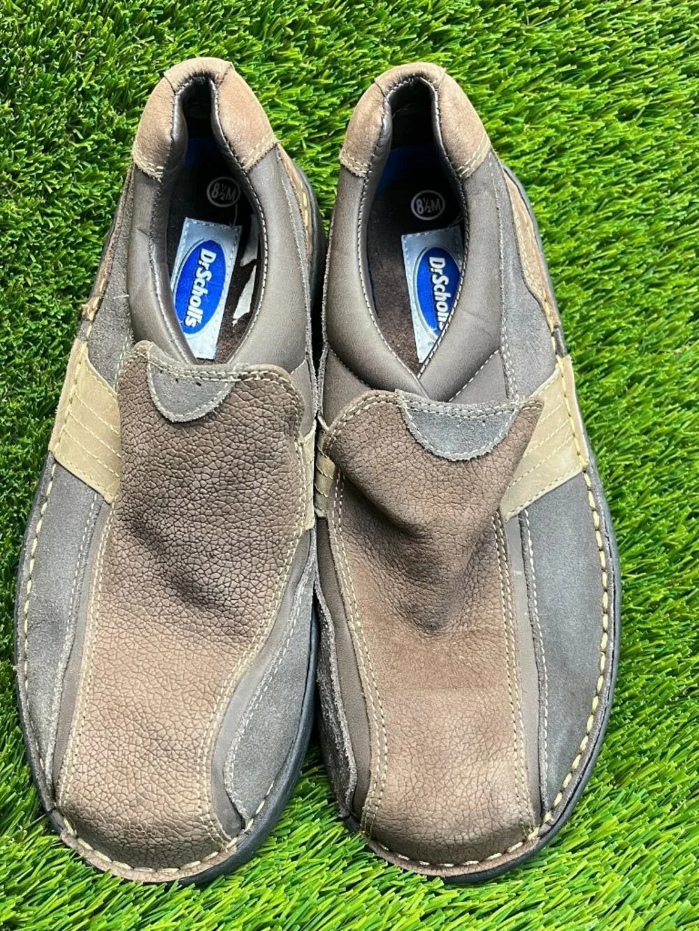 Dr. Scholl's‎ Benefit Mens Size 8.5 Brown Casual Classic Leather Slip On Shoes